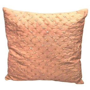 Suite 109 Home Accent Bronze Couch Throw Pillow Silk/ Cotton Cover Clear Sequins